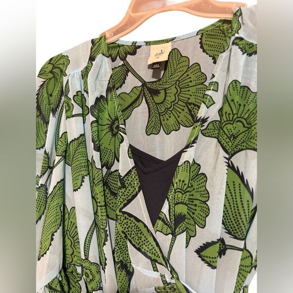 CAbi 5815 Derby High Low Dress in Green and Blue Floral - Picture 7 of 16